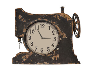 Ancient ornamental clock with numbers isolated on a white background