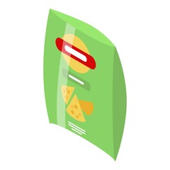 Chips package icon. Isometric of chips package vector icon for web design isolated on white background