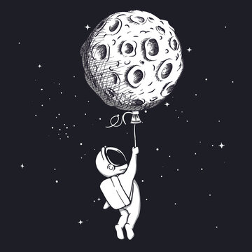 Astronaut and moon