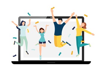 happy birthday quarantine, online party. Vector illustration.