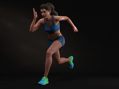 3D Rendering :  a running woman illustration 