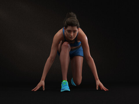 3D Rendering :  a running woman illustration