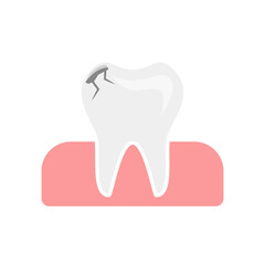 Obraz premium Flat icon white broken tooth isolated on white background. Vector illustration.