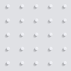 White seamless 3d background with dots. Vector