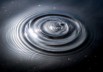Close up of ripple circles on a dark blue lake