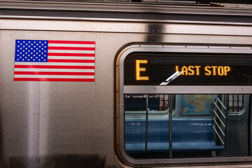New York City E train detail, last stop - image