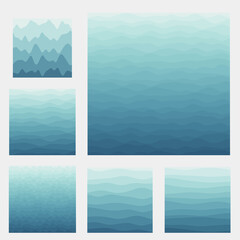 Abstract waves background collection. Curves in teal colors. Awesome vector illustration.