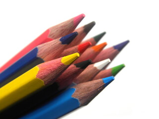 Color pencils on white background