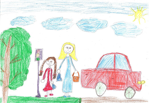 Child's drawing a happy family