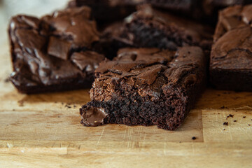Chocolate Brownies on Chopping Board