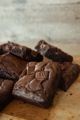 Chocolate Brownies on Chopping Board
