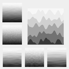 Abstract waves background collection. Curves in grey colors. Trendy vector illustration.