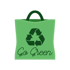go green shopping bag isolated on white background