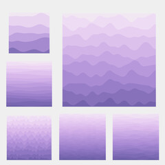Abstract waves background collection. Curves in purple colors. Amazing vector illustration.
