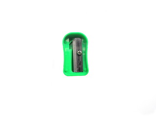 Green color sharpener on white background