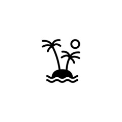 Island icon vector in black flat glyph, filled style isolated on white background