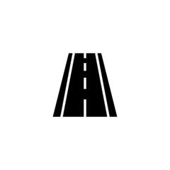 Road vector icon in black flat glyph, filled style isolated on white background
