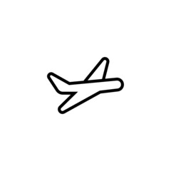 Fototapeta na wymiar Plane flying vector icon in black line style icon, style isolated on white background