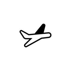 Plane flying vector icon in black flat glyph, filled style isolated on white background