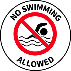 Obraz premium NO SWIMMING ALLOWED DO NOT SWIM BANNED PROHIBITED DEEP WATER FLASH FLOODS RISK NOTICE WARNING SIGN VECTOR ILLUSTRATION EPS