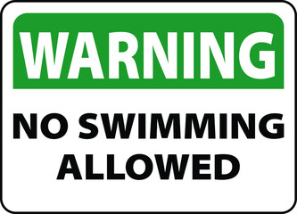 NO SWIMMING ALLOWED DO NOT SWIM BANNED PROHIBITED DEEP WATER FLASH FLOODS RISK NOTICE WARNING SIGN VECTOR ILLUSTRATION EPS