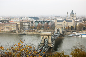 View on the Danube River in Budapest, Hungary.