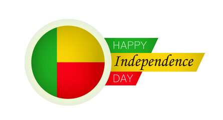 Fototapeta premium Happy Benin Independence Day greeting card, banner, poster design print. Benin flag grunge vector illustration on white background. Africa Republic national holiday, 1 august