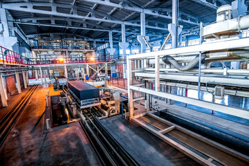 process of producing aerated concrete blocks at factory