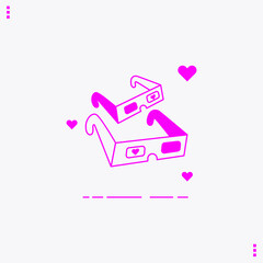 Set of 3D Glasses Icons isolated on White. Vector Illustration. Flat Simple Icon. Cinema Movie Film Watching Design Element.