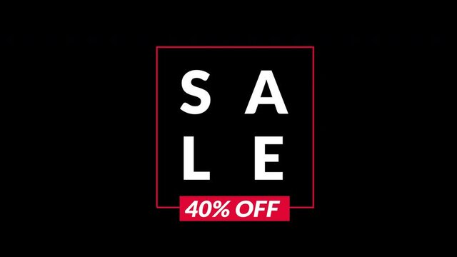 Sale 40% off animation motion graphic video. Promo banner, badge, sticker. 40 percent off Royalty-free Stock 4K Footage with Alpha Channel transparent background