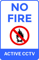 No fire highly flammable materials NO CAMPFIRE CAMPING warning vector sign notice