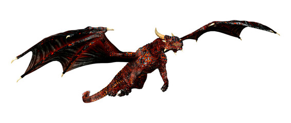 3D Rendering Fairy Tale Dragon on White