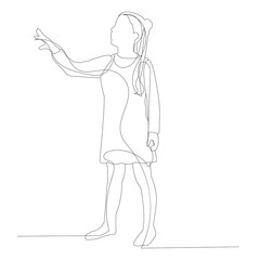  isolated, continuous line drawing of a little girl, sketch
