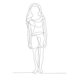 isolated, continuous line drawing of a little girl