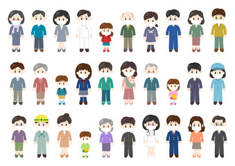 マスクをする人々のイラスト