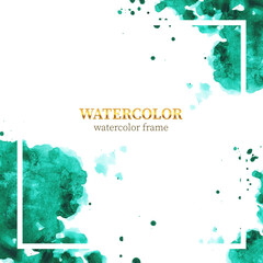 
Decorative, squared frame with abstract watercolor stains. Design design for cards, banners, posters.
