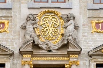 coat of arms on a house in the Grand Place Brussels