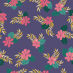 Amazing seamless floral pattern with bright colorful small flowers. Folk style millefleurs. Plant background for textile, wallpaper, pattern fills, covers, surface, print, wrap, scrapbooking,decoupage