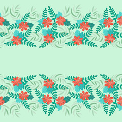 Fototapeta na wymiar Cute plant border. Floral piece of garment print. Flower design for wallpapers, print, gift wrap and scrapbooking.