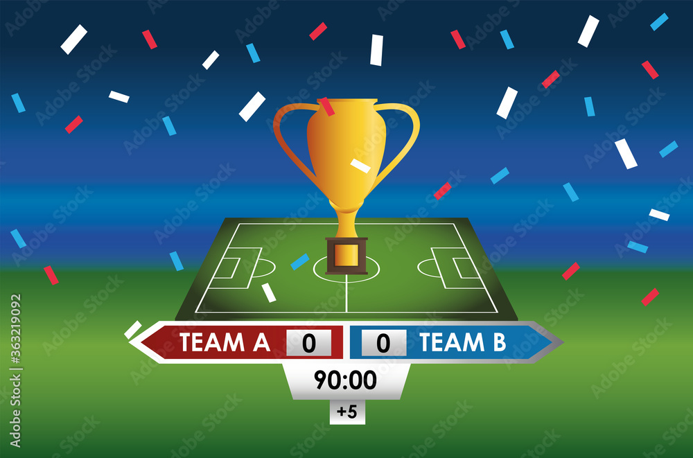 Poster football soccer sport poster with trophy cup award