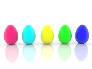 Colorful Easter eggs on the surface of mirrors