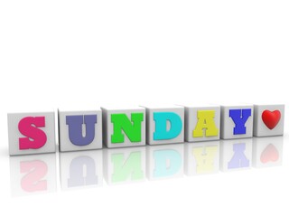 SUNDAY concept on white toy blocks