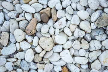 White pebbles stone or river stone  texture and background