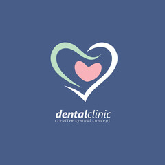 Medical logo designed for dental clinic. Hearth and tooth shape vector symbol. Medicine icon.