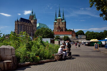 Erfurt Domplatz am Markttag
