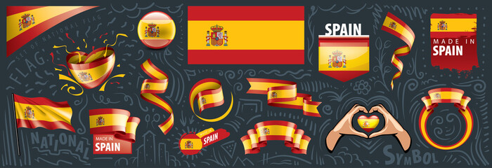 Vector set of the national flag of Spain in various creative designs