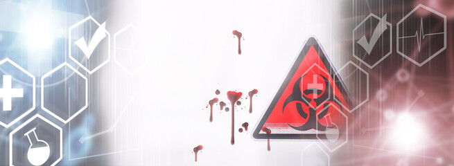 Quarantine. Quarantine warning sign on a glass door in a hospital isolator. Isolation of patients...