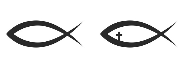 Christian symbol - fish icon isolated on white background