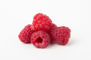 Fresh  red raspberry isolated on white background. Berry in close-up