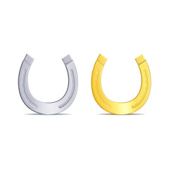 Realistic 3d Detailed Shiny Gold and Silver Horseshoe. Vector